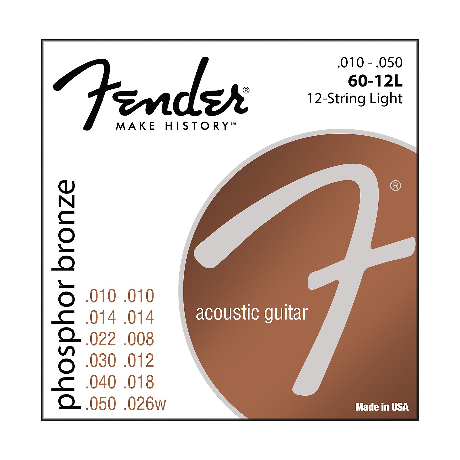 Fender 6012L Phosphor Bronze 12String Acoustic Strings Light