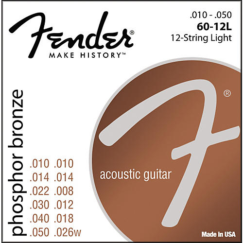 60-12L Phosphor Bronze 12-String Acoustic Strings - Light