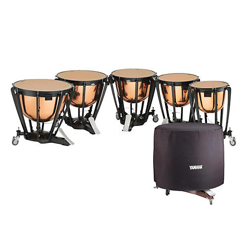 Yamaha 6300 Series Intermediate Polished Copper Timpani Set with Long Covers 23, 26, 29, and 32 in.