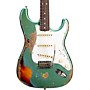 Fender Custom Shop 65 Stratocaster Super Heavy Relic Electric Guitar Super Faded Aged Sherwood Green Metallic over 3-Color Sunburst