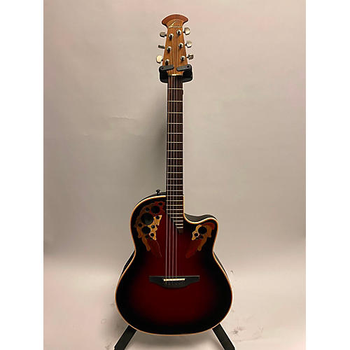 Ovation 6868 Elite Standard Acoustic Electric Guitar ruby red