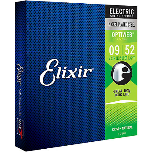 Elixir 7-String Electric Guitar Strings with OPTIWEB Coating Super Light (.009-.052)