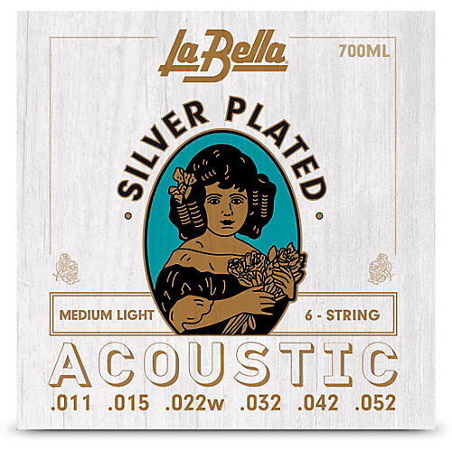 LaBella 700 Silver-Plated 6-String Acoustic Guitar Strings Medium Light (11 - 52)
