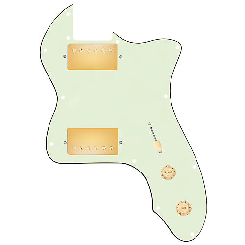 920d Custom 72 Thinline Tele Loaded Pickguard With Gold Cool Kids Humbuckers & Aged White Knobs Mint Green