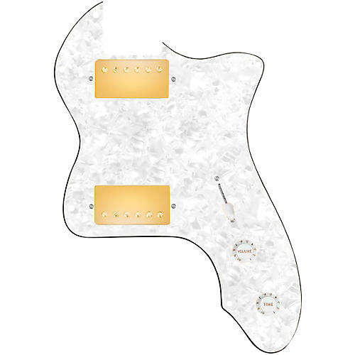 920d Custom 72 Thinline Tele Loaded Pickguard With Gold Cool Kids Humbuckers & White Knobs White Pearl