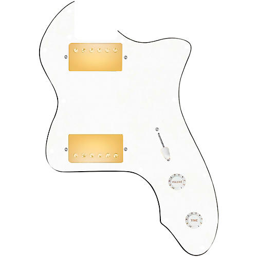 920d Custom 72 Thinline Tele Loaded Pickguard With Gold Cool Kids Humbuckers & White Knobs White