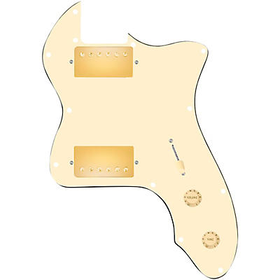 920d Custom 72 Thinline Tele Loaded Pickguard With Gold Roughneck Humbuckers and Aged White Knobs