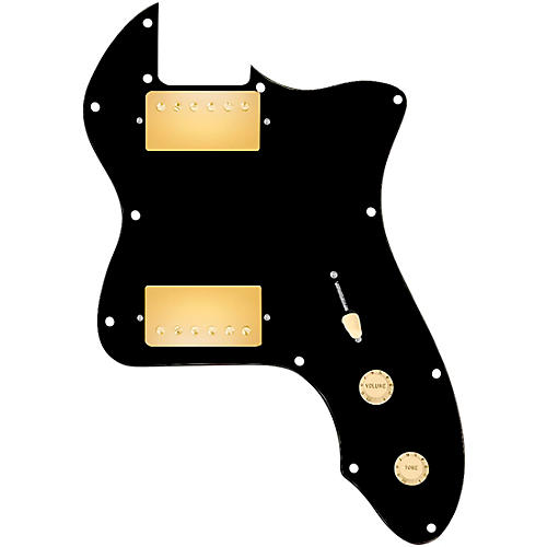 920d Custom 72 Thinline Tele Loaded Pickguard With Gold Roughneck Humbuckers and Aged White Knobs Black