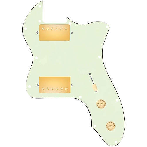920d Custom 72 Thinline Tele Loaded Pickguard With Gold Roughneck Humbuckers and Aged White Knobs Mint Green