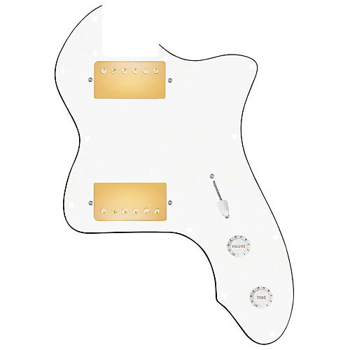 920d Custom 72 Thinline Tele Loaded Pickguard With Gold Roughneck Humbuckers and White Knobs White