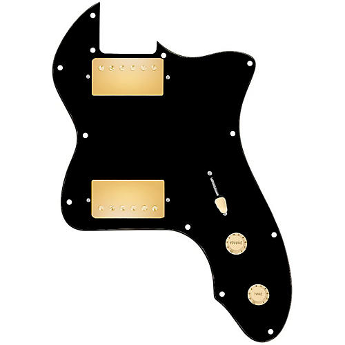 920d Custom '72 Thinline Tele Loaded Pickguard With Gold Smoothie Humbuckers & Aged White Knobs Black