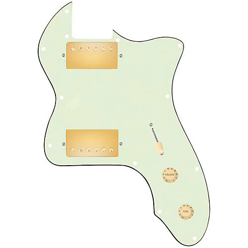 920d Custom '72 Thinline Tele Loaded Pickguard With Gold Smoothie Humbuckers & Aged White Knobs Mint Green
