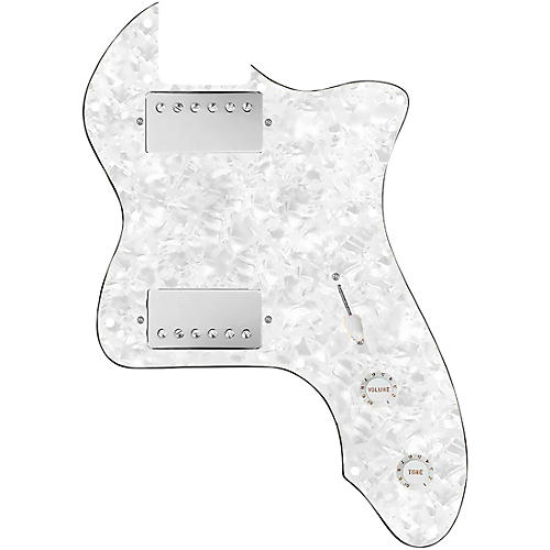 920d Custom 72 Thinline Tele Loaded Pickguard With Nickel Roughneck Humbuckers & White Knobs White Pearl