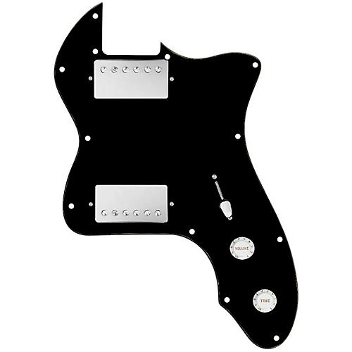 920d Custom '72 Thinline Tele Loaded Pickguard With Nickel Smoothie Humbuckers & White Knobs Black