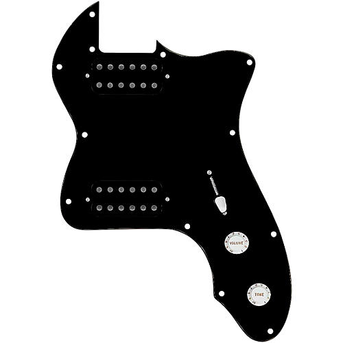 920d Custom 72 Thinline Tele Loaded Pickguard With Uncovered Cool Kids Humbuckers & White Knobs Black