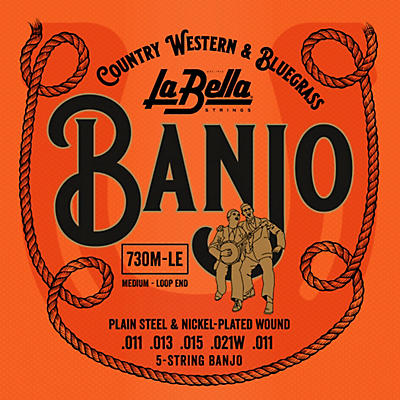 LaBella 730-LE Nickel-Plated Wound Loop-Ends 5-String Banjo Strings - Medium