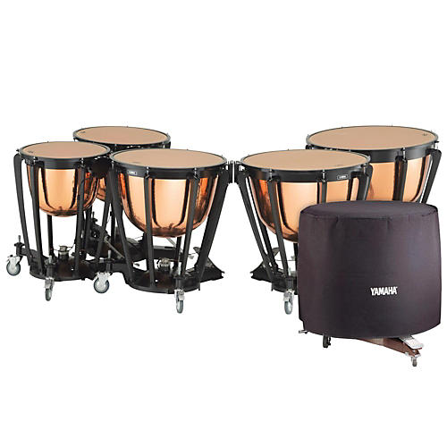 Yamaha 7300 Series Professional Hammered Copper Timpani Set with Long Cover 23 in.