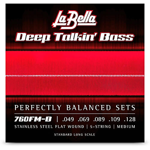 LaBella 760FM-B Deep Talkin' Bass Stainless Steel Flat Wound 5-String Bass Strings Medium (49 - 128)