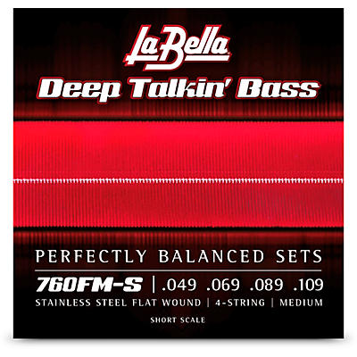 LaBella 760FM-S Deep Talkin' Stainless Steel Flat Wound 4-String Bass Strings - Short Scale