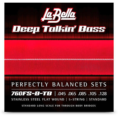 La Bella 760FS-B-TB Deep Talkin' Bass Stainless Steel Flat Wound 5-String Bass Strings for Through-Body Bridges