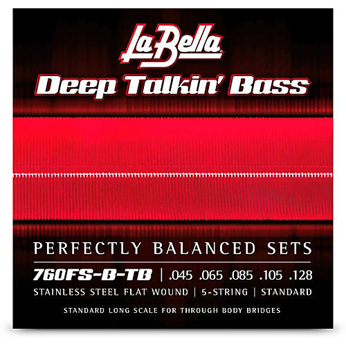 LaBella 760FS-B-TB Deep Talkin' Bass Stainless Steel Flat Wound 5-String Bass Strings for Through-Body Bridges