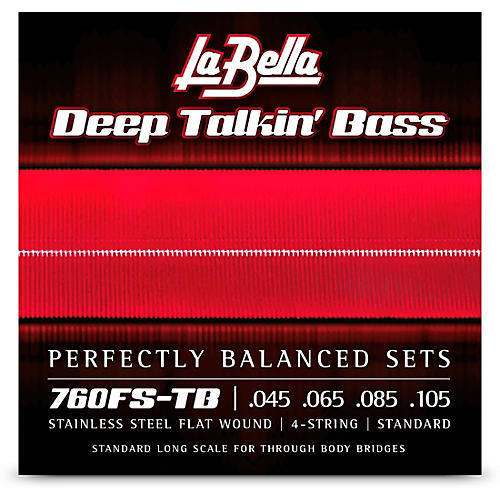 La Bella 760FS-TB Deep Talkin' Bass Stainless Steel Flat Wound 4-String Bass Strings for Through-Body Bridges (45 - 105)