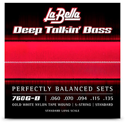 LaBella 760G-B Deep Talkin' Bass Gold White Nylon Tape Wound 5-String Bass Strings - Standard