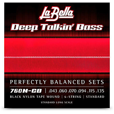 LaBella 760N-CB Deep Talkin' Bass Black Nylon Tape Wound 6-String Bass Strings - Standard