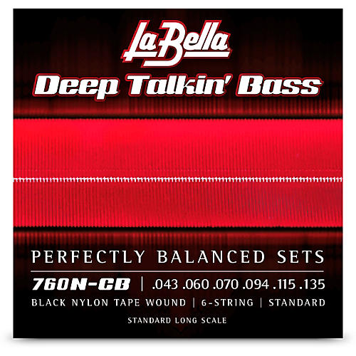 LaBella 760N-CB Deep Talkin' Bass Black Nylon Tape Wound 6-String Bass Strings - Standard 43 - 135