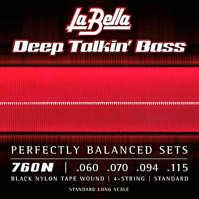 LaBella 760N Deep Talkin' Black Nylon Tape Wound 4-String Bass Strings - Standard