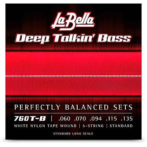 LaBella 760T-B Deep Talkin' Bass White Nylon Tape Wound 5-String Bass Strings - Standard 60 - 135