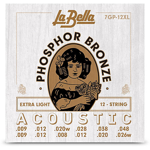 LaBella 7GP Phosphor Bronze 12-String Acoustic Guitar Strings Extra Light