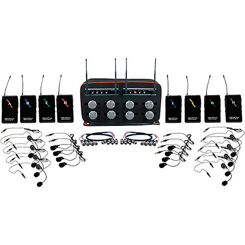 VocoPro 8-User Digital PLL Combo Wireless Mic System with Handheld, Headset, and Podium Mics