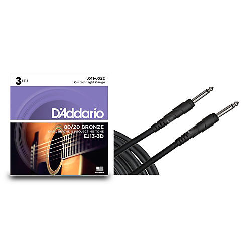 80/20 Acoustic Strings with 10' Instument Cable