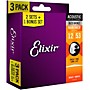 Elixir 80/20 Bronze Acoustic Guitar Strings With NANOWEB Coating, Light (12-53) 3-Pack