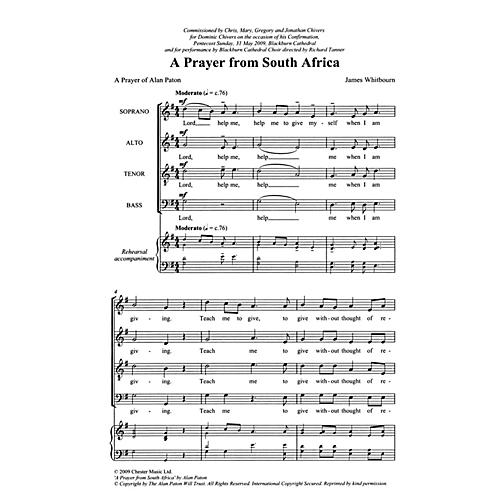 CHESTER MUSIC A Prayer from South Africa (A Prayer of Alan Paton) SATB Composed by James Whitbourn
