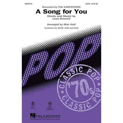 Hal Leonard A Song for You SATB by The Carpenters arranged by Mac Huff