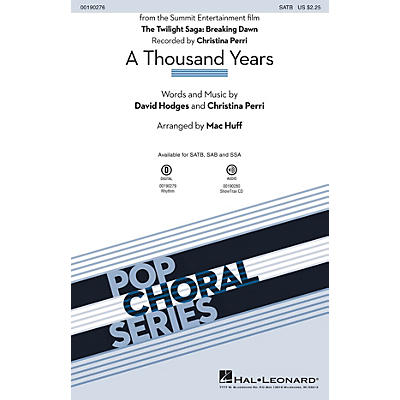 Hal Leonard A Thousand Years SATB by Christina Perri arranged by Mac Huff