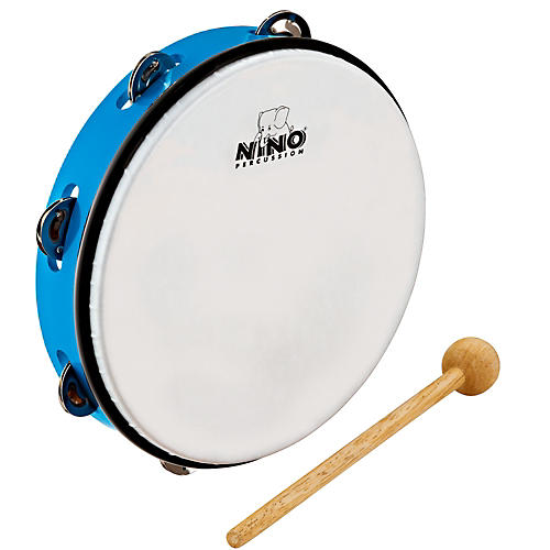 Nino ABS Tambourine w/Single Row of Jingles Sky Blue 10 in.