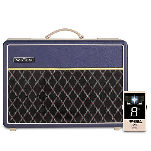 VOX AC10 Custom 10W 1x10 Limited-Edition Tube Guitar Combo Amp With KORG Pitchblack X Pedal Tuner Blue/Cream