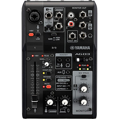 Yamaha AG03MK2 3-Channel Mixer/USB Interface for IOS/Mac/PC Black
