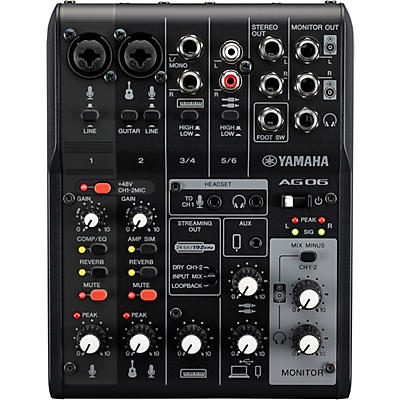 Yamaha AG06MK2 6-Channel Mixer/USB Interface for IOS/Mac/PC Black