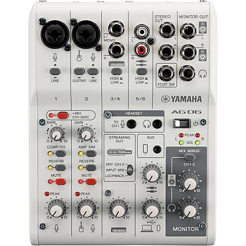 Yamaha AG06MK2 6-Channel Mixer/USB Interface for IOS/Mac/PC White Condition 1 - Mint