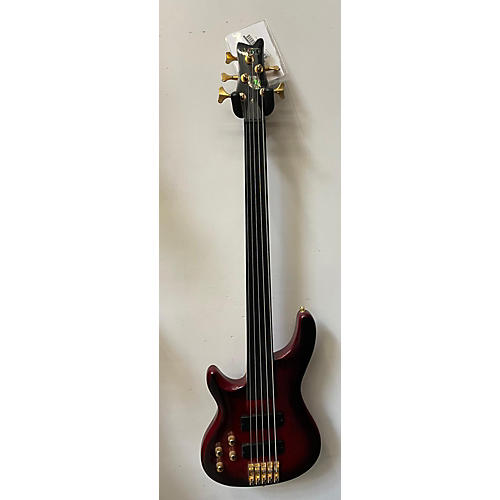 Wolf AIO 6FRLH Left Handed Electric Bass Guitar Trans Red
