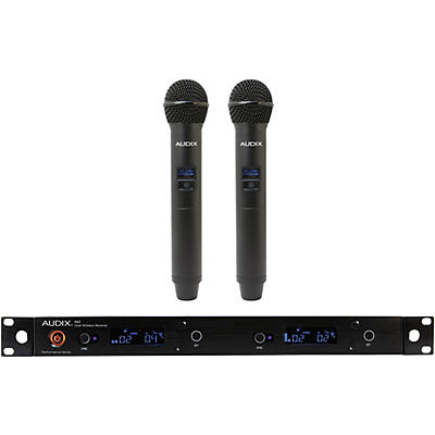 Audix AP42 OM2 Dual Handheld Wireless Microphone System with R42 Two Channel Diversity Receiver and Two H60/OM2 Handheld Transmitters