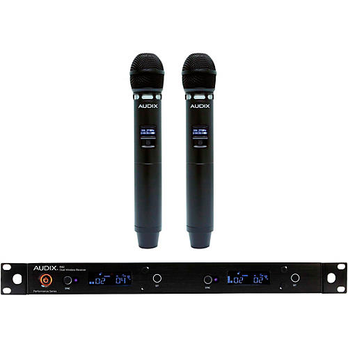 Audix AP42 VX5 Dual Handheld Wireless Microphone System With R42 2-Channel Diversity Receiver and 2 H60/VX5 Handheld Transmitters Band A