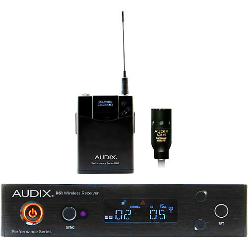 Audix AP61 L10 Wireless Microphone System with R61 True Diversity Receiver, B60 Bodypack Transmitter and ADX10 Lavalier Microphone 522-586 MHz