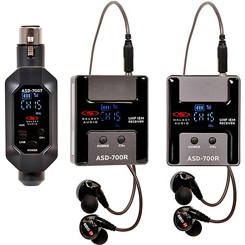 Galaxy Audio ASD-700-2 Digital 15 Channel UHF Plug & Play Wireless In-Ear Monitor Twin Pack System with EB5 Earbuds Frequency CODE B6 571-585 MHz