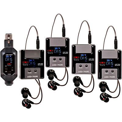 Galaxy Audio ASD-700-4 Digital 15 Channel UHF Plug & Play Wireless In-Ear Monitor Band Pack System with EB5 Earbuds