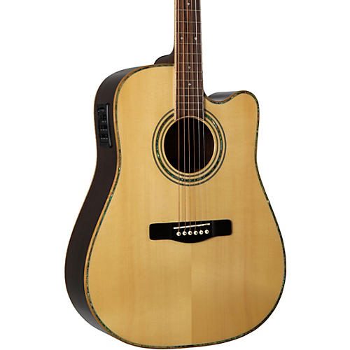 Greg Bennett Design by Samick ASDRCE Dreadnaught Cutaway Solid Spruce Top Acstc-Elec Guitar Gloss Natural